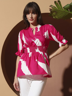 OTABU Casual Printed Women Pink Top