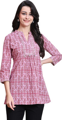 HouseOfCommon Women Printed Straight Kurta(Pink)