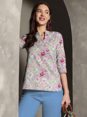 HERE&NOW Formal Printed Women Grey Top