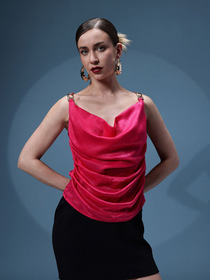 bebe Casual Solid Women Pink Top