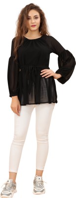 Petwing Casual Solid Women Black Top