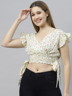 FLAMBOYANT Party Floral Print Women Multicolor Top