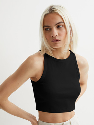 METRONAUT Casual Self Design Women Black Top