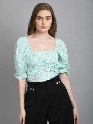 Fiorenza Party Printed Women Light Green Top