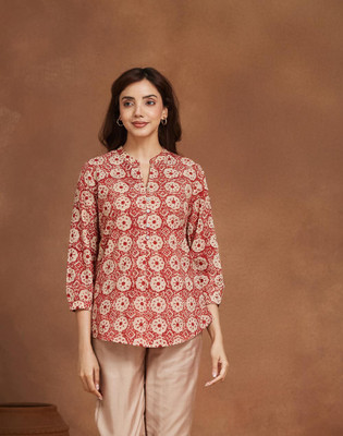 Fabindia Casual Printed Women Red Top