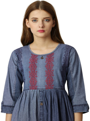 french crown Casual Printed Women Blue Top