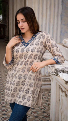 Saranik Casual Printed Women Beige Top