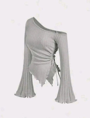 SUKARMI Casual Self Design Women Grey Top