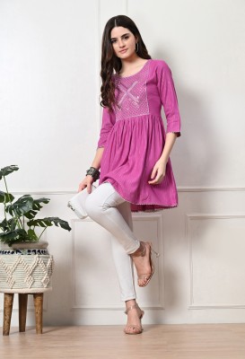 METAFAB Party Embroidered Women Pink Top