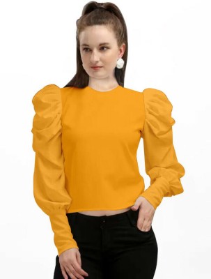 Rajovati Casual Solid Women Yellow Top