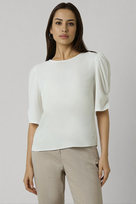 VAN HEUSEN Formal Solid Women White Top