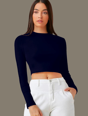Dream Beauty Fashion Casual Solid Women Dark Blue Top