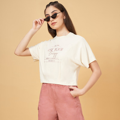 SF Jeans by Pantaloons Casual Printed Women White Top