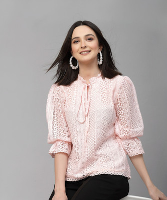 Style Quotient Casual Self Design Women Pink Top