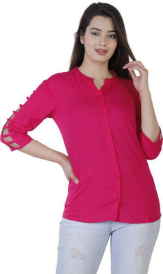 SHIVA Casual Solid Women Pink Top