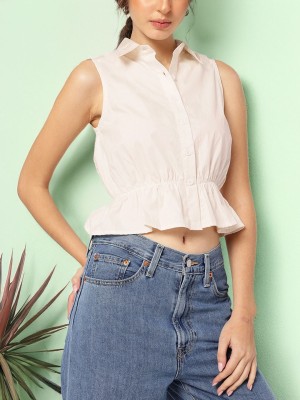 Dressberry Casual Solid Women White Top