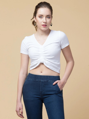 HouseOfCommon Casual Solid Women White Top