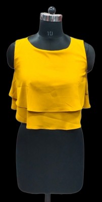 RR Fashion Designer Studio Casual Solid Women Yellow Top