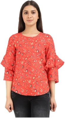 V-MART Casual Floral Print Women Red Top