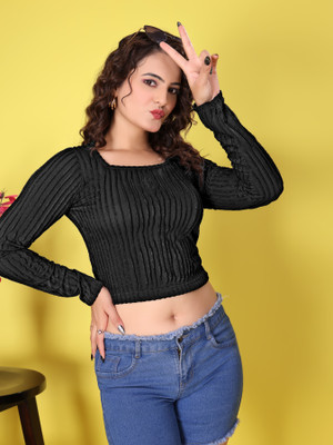 Sofisty Party Self Design Women Black Top