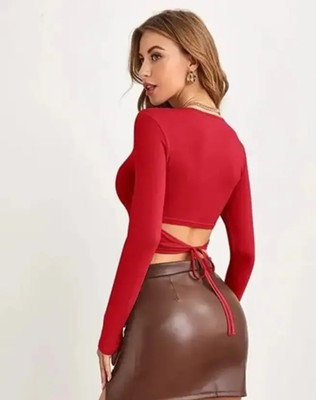 Mcgluwa Casual Self Design Women Red Top