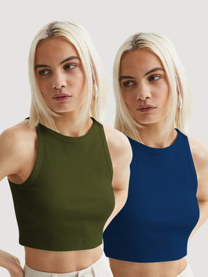 METRONAUT Casual Solid Women Green Top