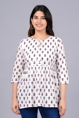 FAIZSTUDIO Casual Printed Women White Top