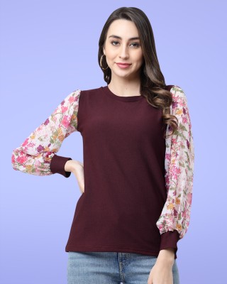 MISS AYSE Casual Floral Print, Solid Women Multicolor Top