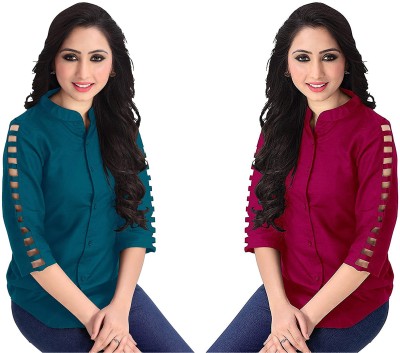 Padam Casual Self Design Women Multicolor Top