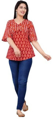 ClothBites Casual Printed Women Red Top