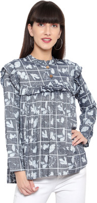 FLAMBOYANT Party Self Design Women Grey Top