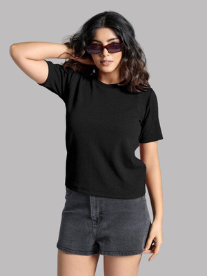 BEELLO STYLE Casual Solid Women Black Top