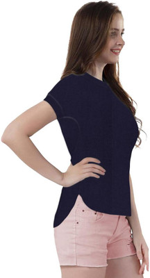 THE BLAZZE Casual Self Design Women Blue Top
