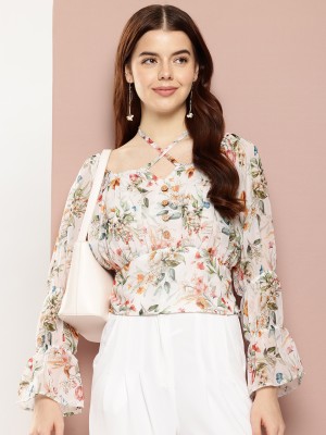 shiv creation Casual Floral Print Women White Top