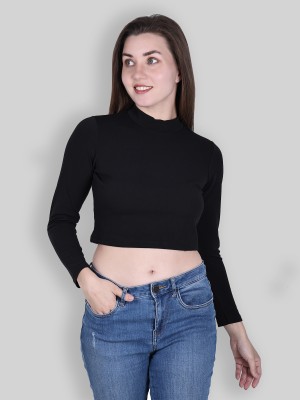 DUDSTUCKER Casual Solid Women Black Top