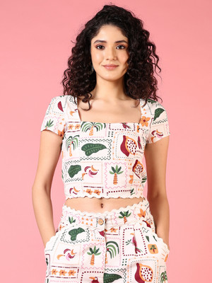 V-MART Casual Printed Women White Top
