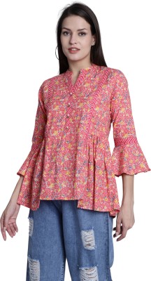 Rajnandini Casual Printed Women Pink Top