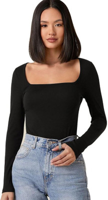 NT CLOTHING Casual Solid Women Black Top