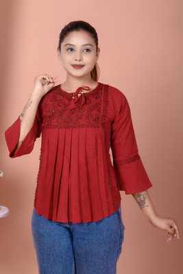 SM Passion Party Solid Women Maroon Top