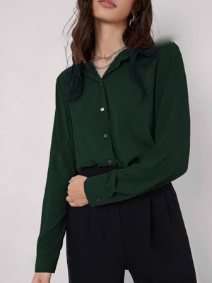 Leriya Fashion Casual Solid Women Green Top