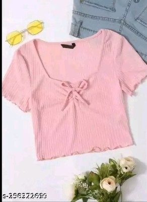 Sovi fashion Casual Self Design Women Pink Top