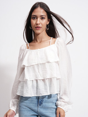 Tokyo Talkies Casual Solid Women White Top