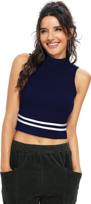 Jayshreeenter Casual Solid Women Dark Blue Top
