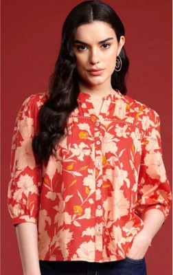 Radhe Radhe Creations Casual Floral Print Women Red Top