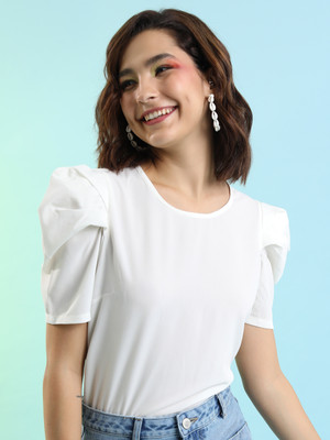 Tokyo Talkies Casual Solid Women White Top