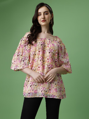 Hetvi Creation Formal Self Design Women Multicolor Top