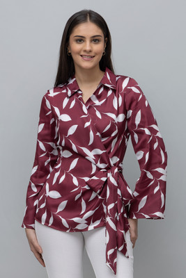 PURYS Casual Printed Women Maroon, White Top