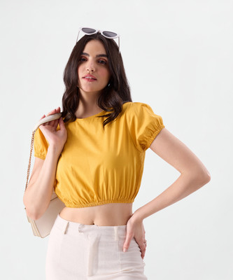 The Souled Store Casual Solid Women Yellow Top