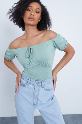 I Saw It First Casual Solid Women Light Blue Top