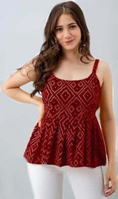 Catyfab Casual Printed Women Maroon Top
